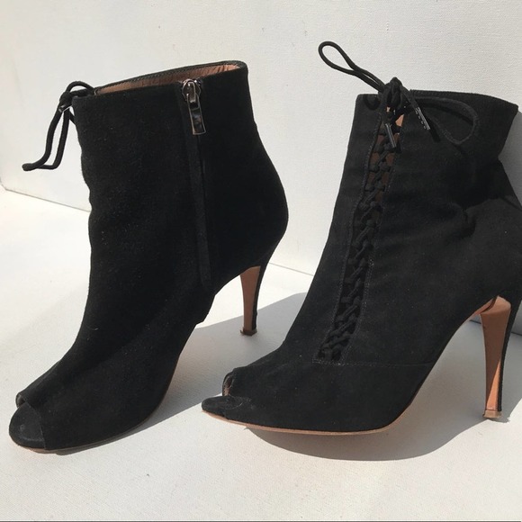 SIGERSON MORRISON open toe 9 BOOTS black suede ankle leather - Picture 3 of 8